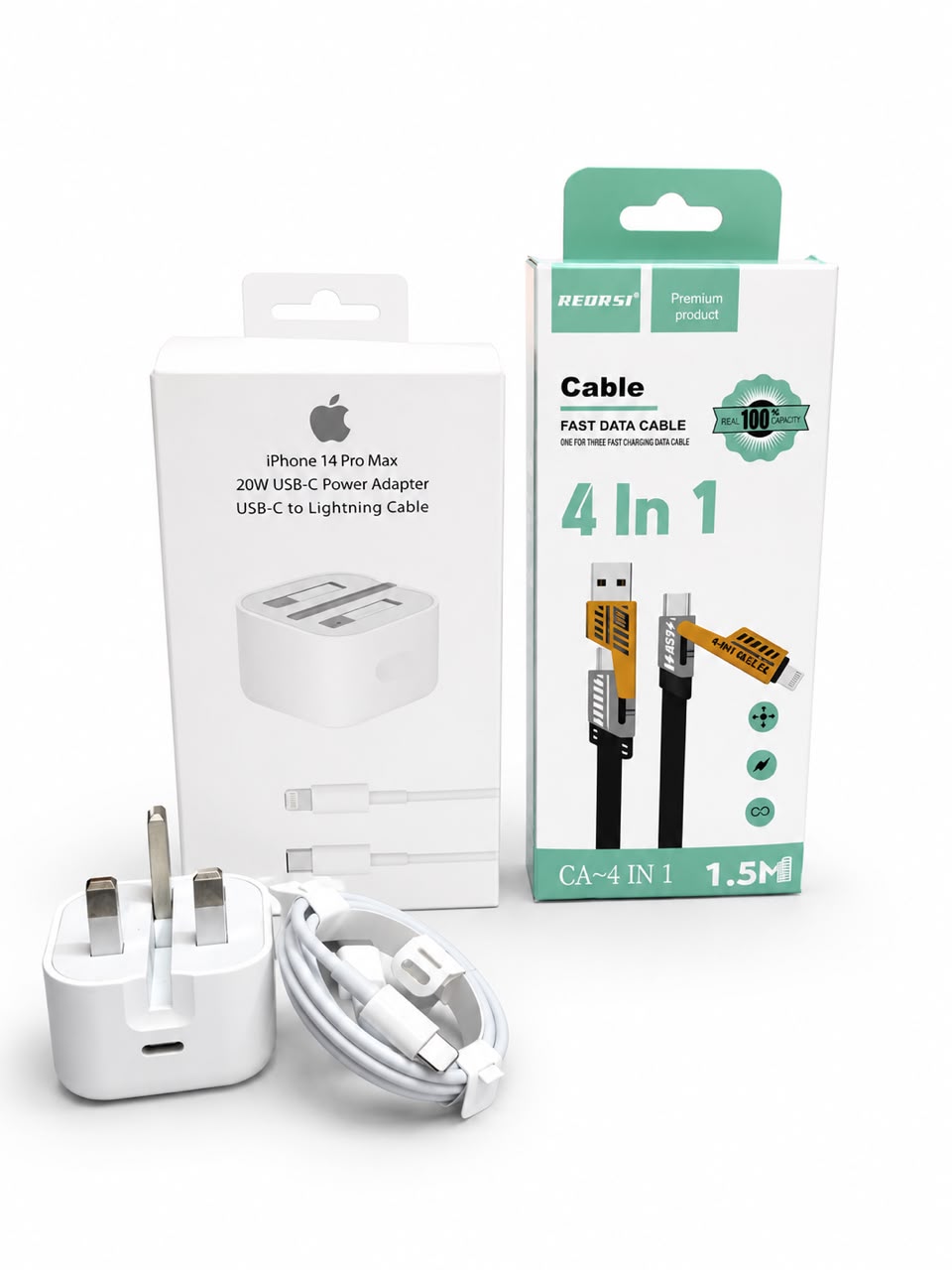 Apple 20w adapter + type c lighting cable/ 4 in 1 cable
